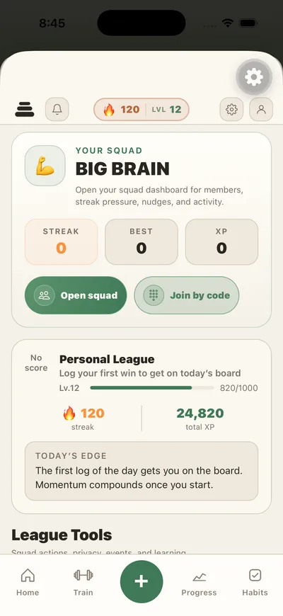 PlateStack League screen